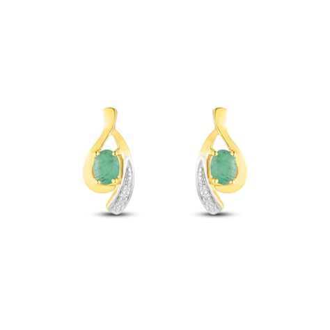 Orecchini Lobo Charlotte Oro Giallo Smeraldo Diamante - Orecchini a Lobo Donna | Stroili