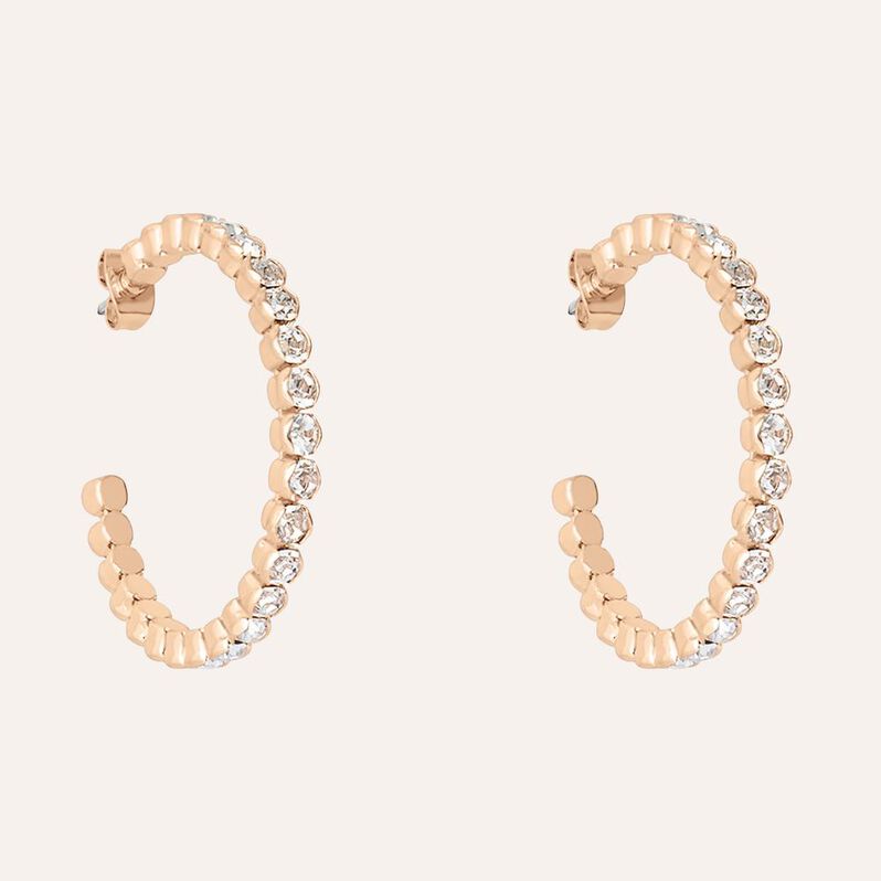 Orecchini A Cerchio Romantic Shine Metallo Rosa Cristallo - Orecchini a Cerchio Donna | Stroili