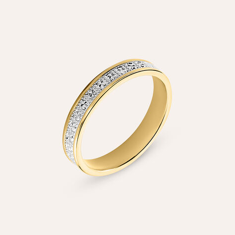 Fede Classica Diamantata 3.5 mm Oro Bicolore - Anelli con Incisione Donna | Stroili