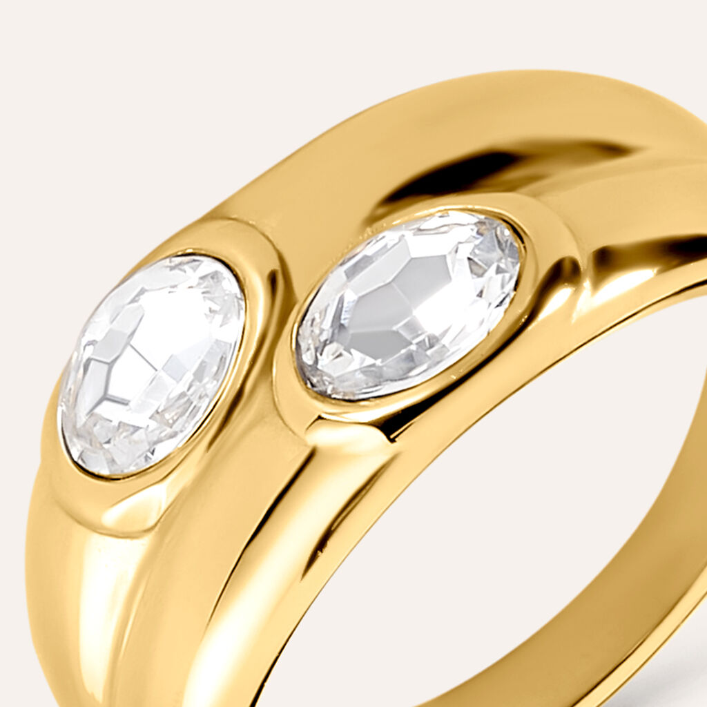 Anello Fascia Radiance Acciaio Dorato Cristallo