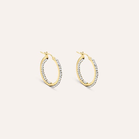 Orecchini A Cerchio Toujours Oro Giallo Cristallo - Orecchini a Cerchio Donna | Stroili