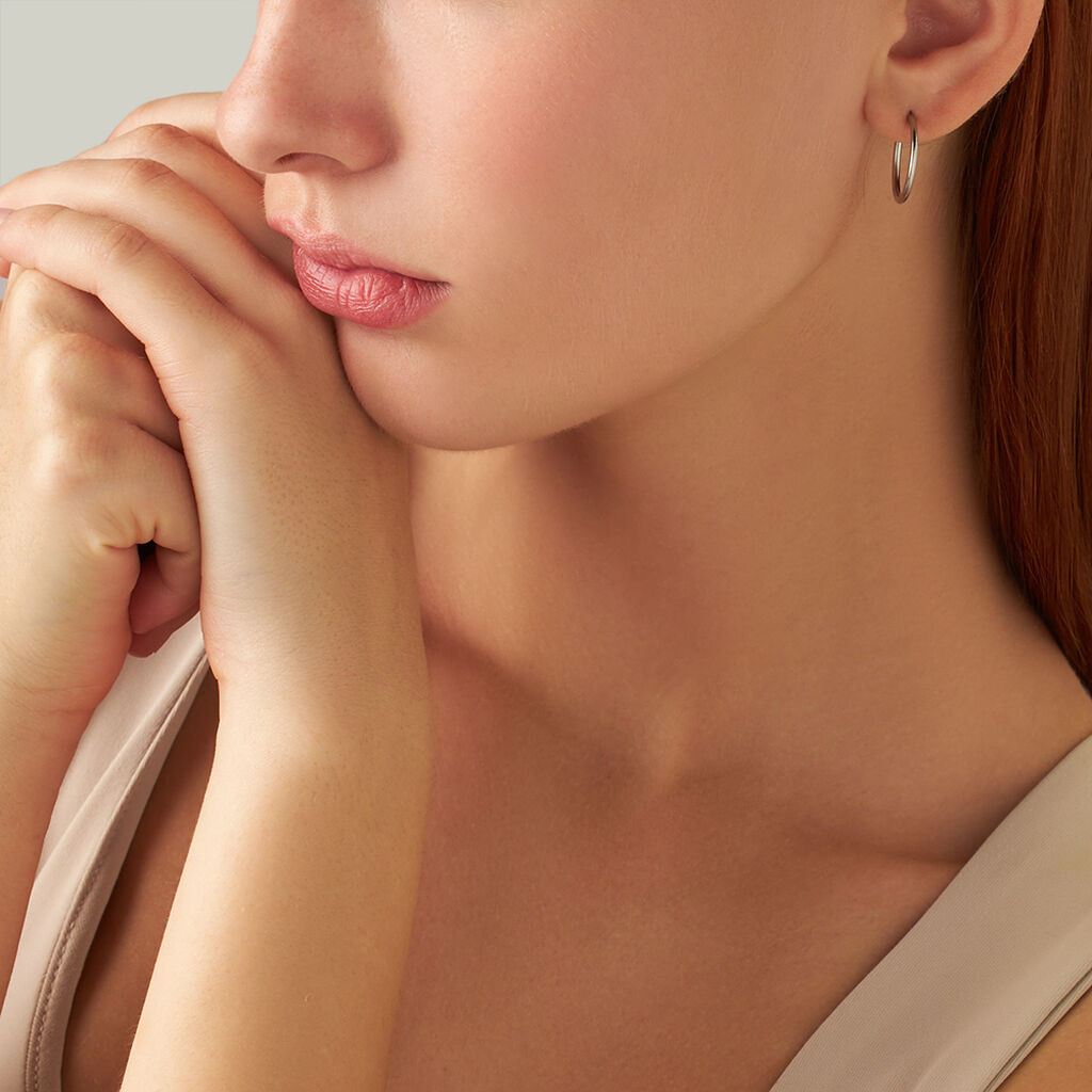Orecchini A Cerchio Toujours Oro Bianco - Orecchini a Cerchio Donna | Stroili