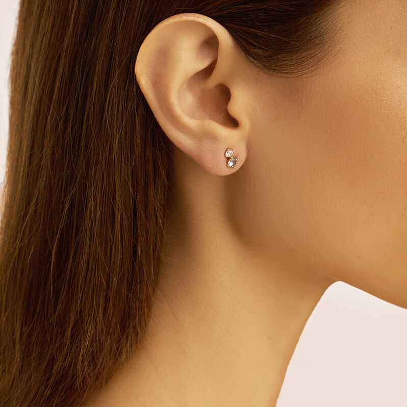 Orecchini Lobo Doppio Punto Luce Claire Oro Giallo Cubic Zirconia - Orecchini a Lobo Donna | Stroili