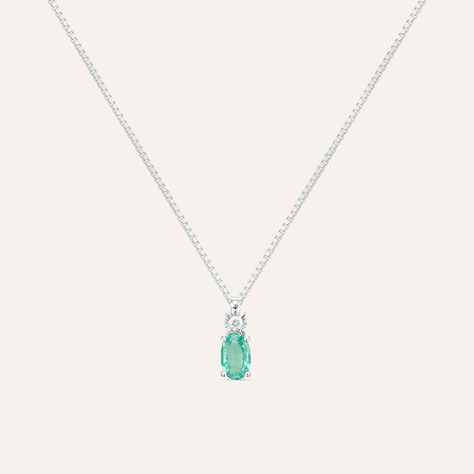 Collana Punto Luce Elizabeth Crown Oro Bianco Smeraldo Diamante - Collane Punto Luce Donna | Stroili