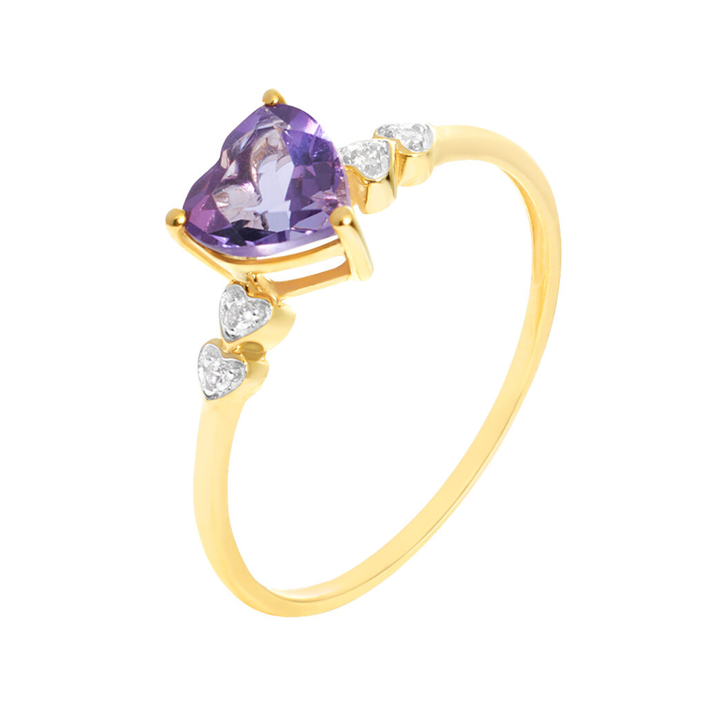 Anello Solitario Amélie Oro Giallo Ametista Cubic Zirconia - Anelli con Pietre Donna | Stroili