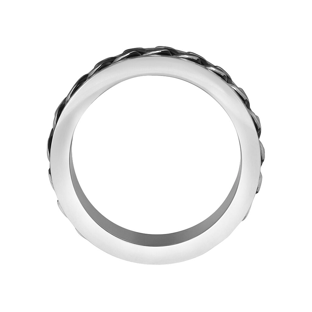Anello Fascia Man Code Acciaio Bicolore Bianco / Nero - Anelli con Incisione Uomo | Stroili