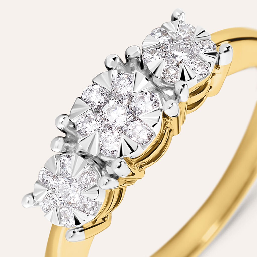 Anello Trilogy Petali Oro Giallo Diamante
