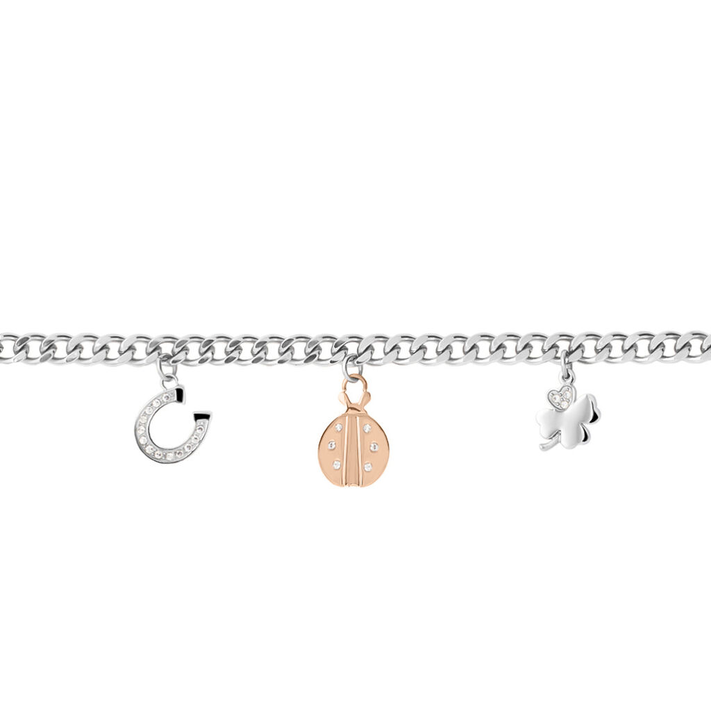 Bracciale Lady Chic Acciaio Bicolore Bianco / Rosa Cristallo - Bracciali con Incisione Donna | Stroili