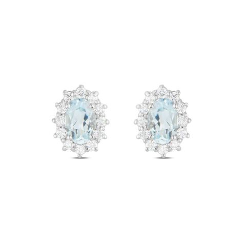 Orecchini Lobo Acquamarina Oro Bianco Acquamarina Diamante - Orecchini a Lobo Donna | Stroili