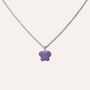 Collana in argento rodiato e smalto viola con simbolo farfalla
