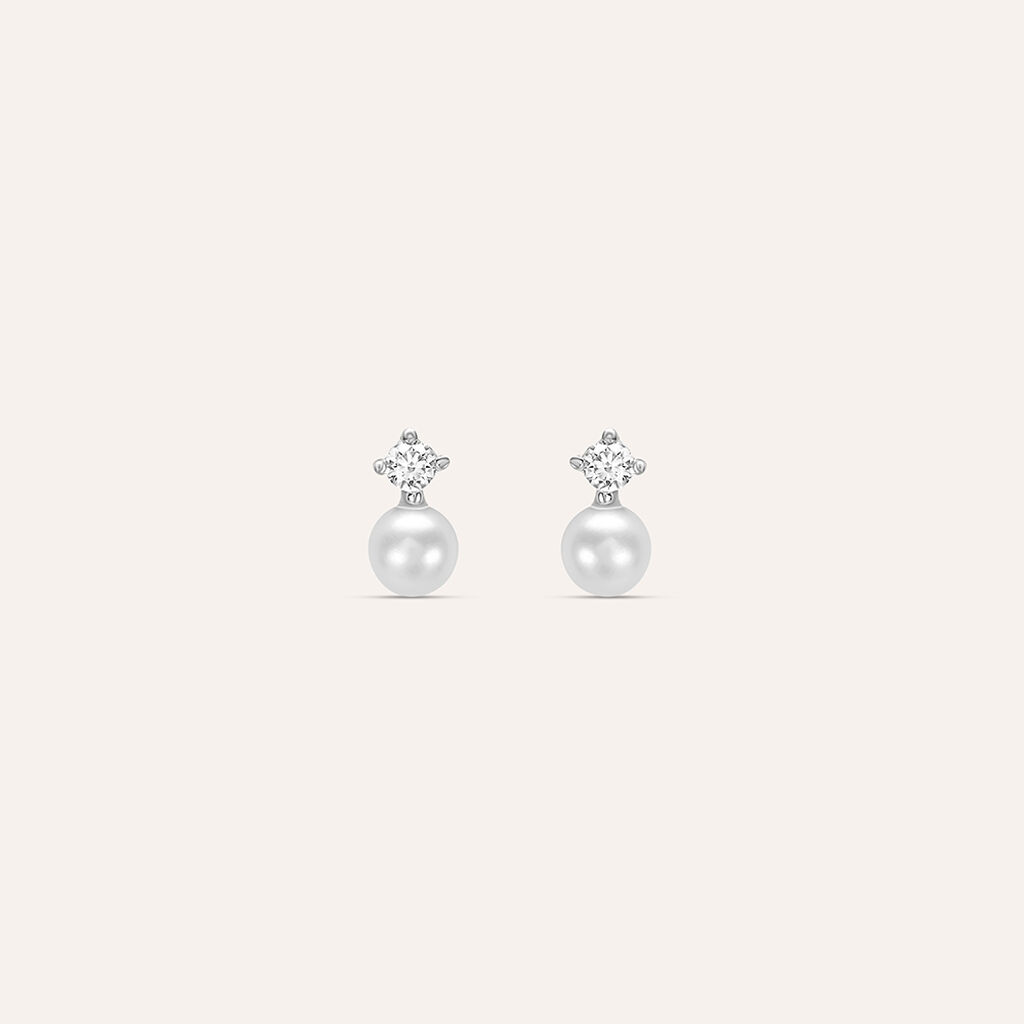 Orecchini Lobo Bon Ton Oro Bianco Perla D'Acqua Dolce Cubic Zirconia - Orecchini a Lobo Donna | Stroili
