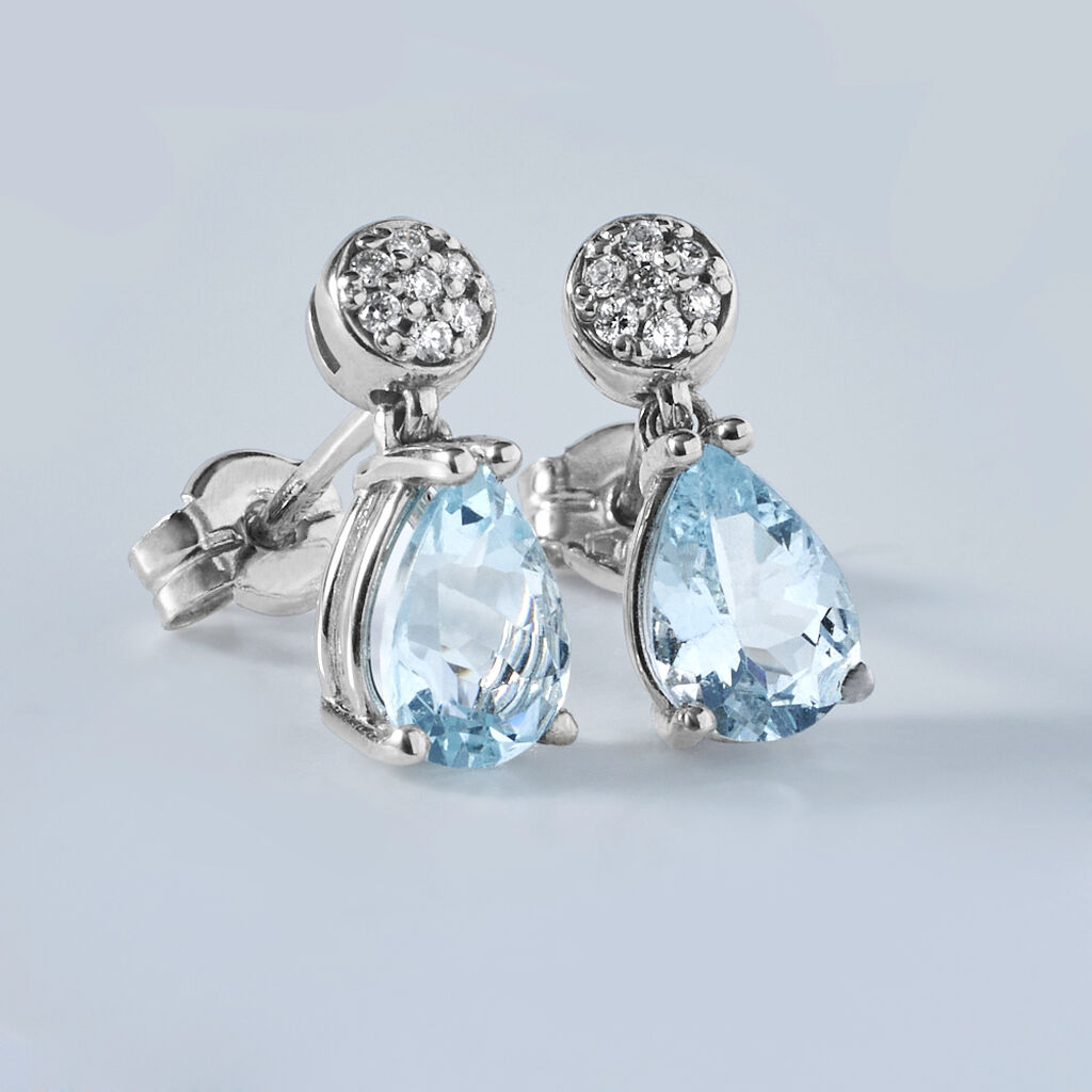 Orecchini Lobo Acquamarina Oro Bianco Acquamarina Diamante - Orecchini a Lobo Donna | Stroili