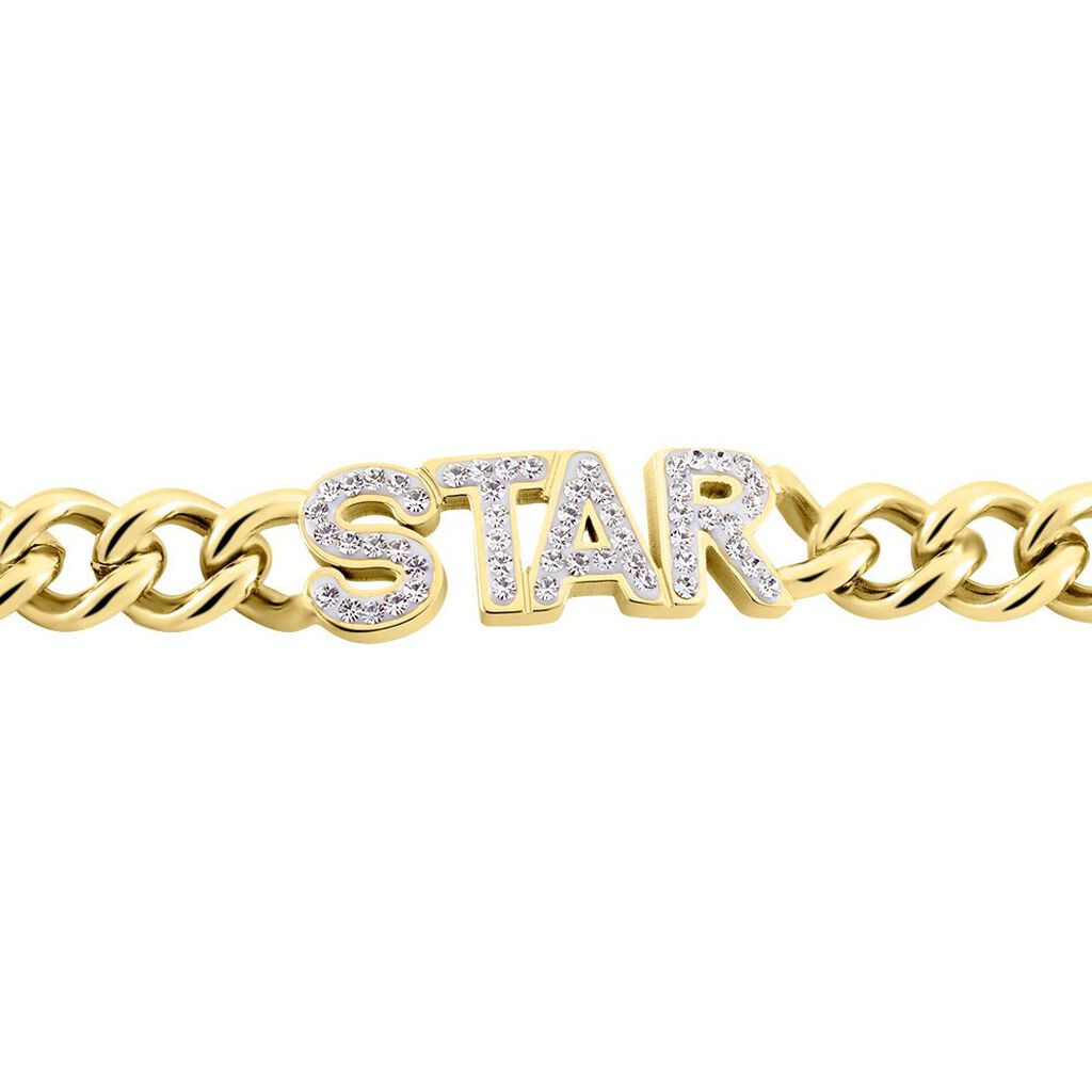 Bracciale Lady Message Acciaio Dorato Destiny e Cristalli - Bracciali Donna | Stroili