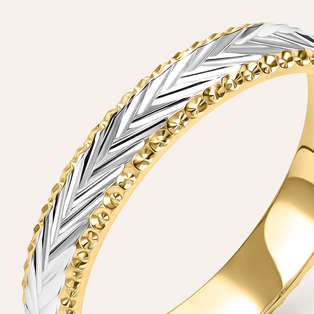 Fede Classica Diamantata 3.5 mm Oro Bicolore - Anelli con Incisione Donna | Stroili