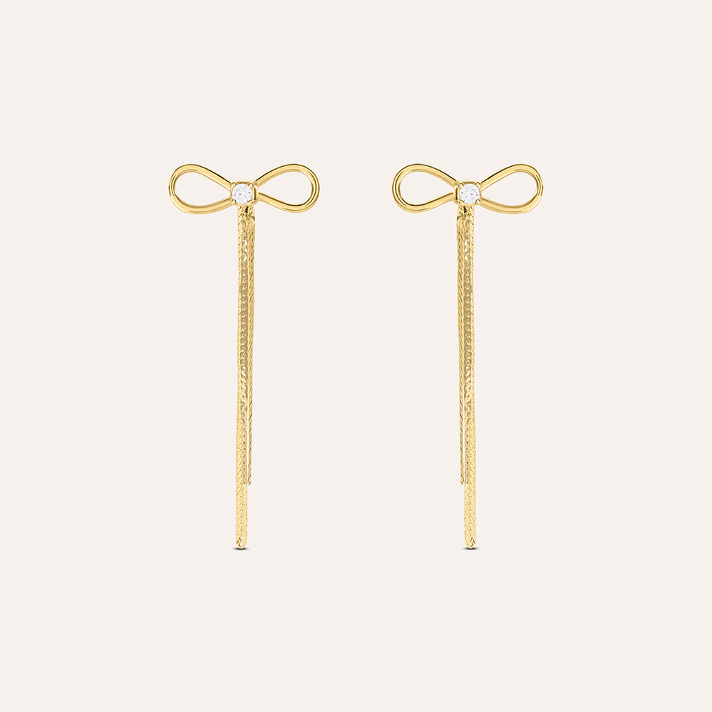 Orecchini Pendenti Fiocco Beverly Oro Giallo Cubic Zirconia