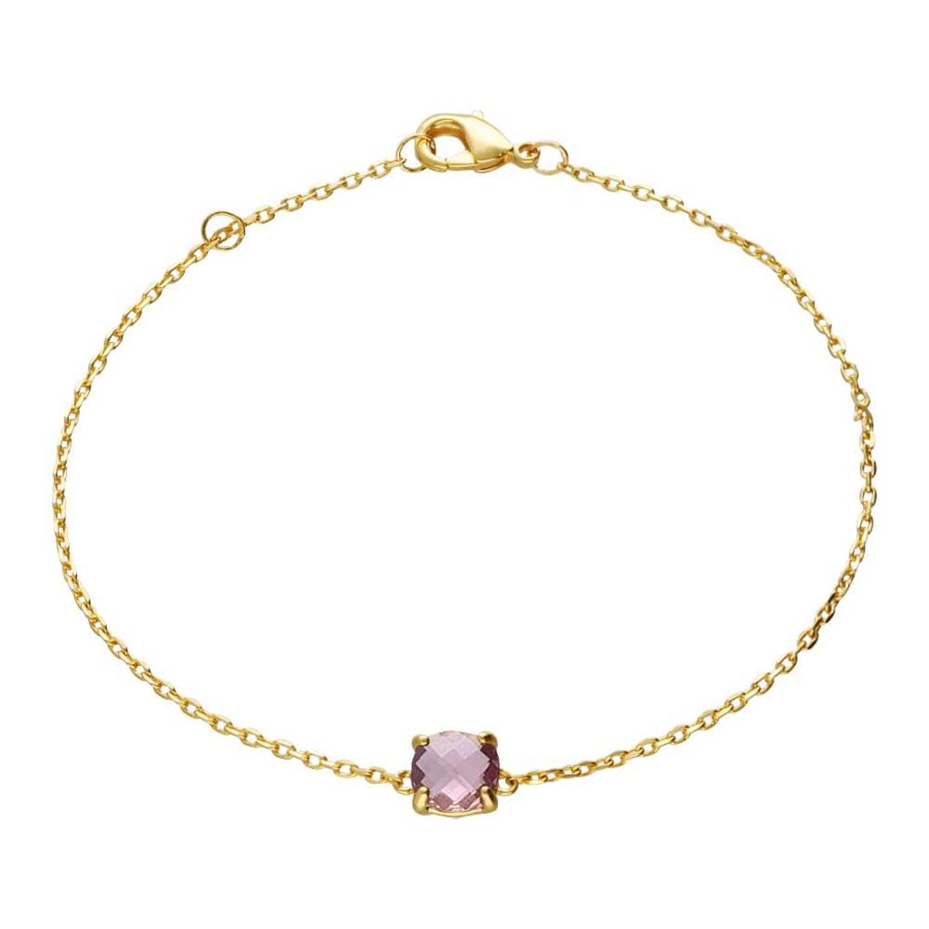 Bracciale placcato oro con pietra rosa