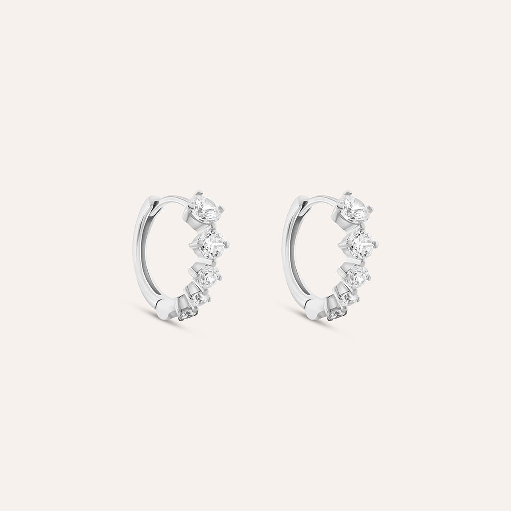 Orecchini A Cerchio Claire Oro Bianco Cubic Zirconia - Orecchini a Cerchio Donna | Stroili