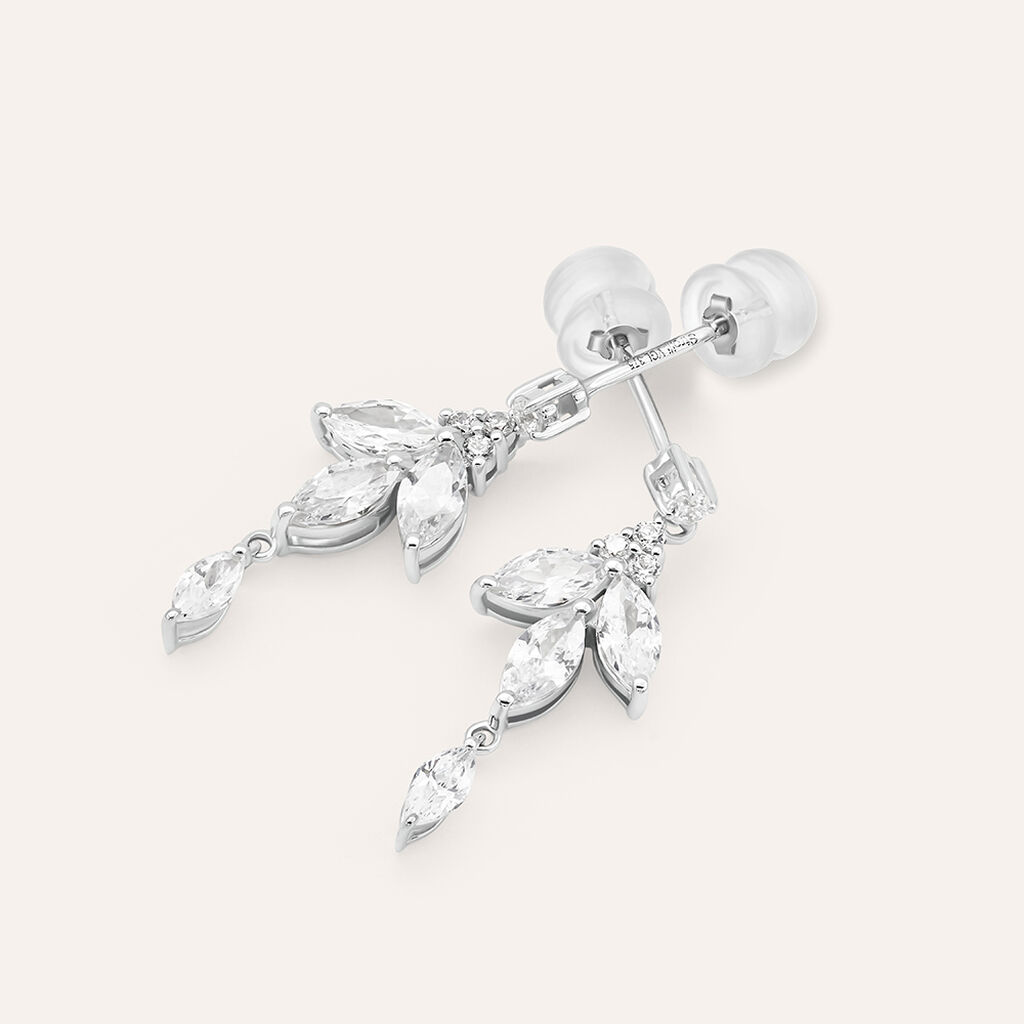 Orecchini Pendenti Claire Oro Bianco Cubic Zirconia