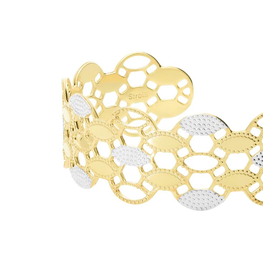 Bracciale rigido medium in bronzo dorato con cerchi