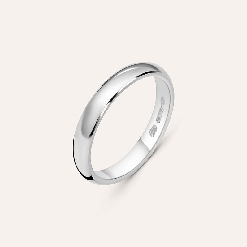Fede Classica 3.4 mm Oro Bianco - Anelli con Incisione Unisex | Stroili