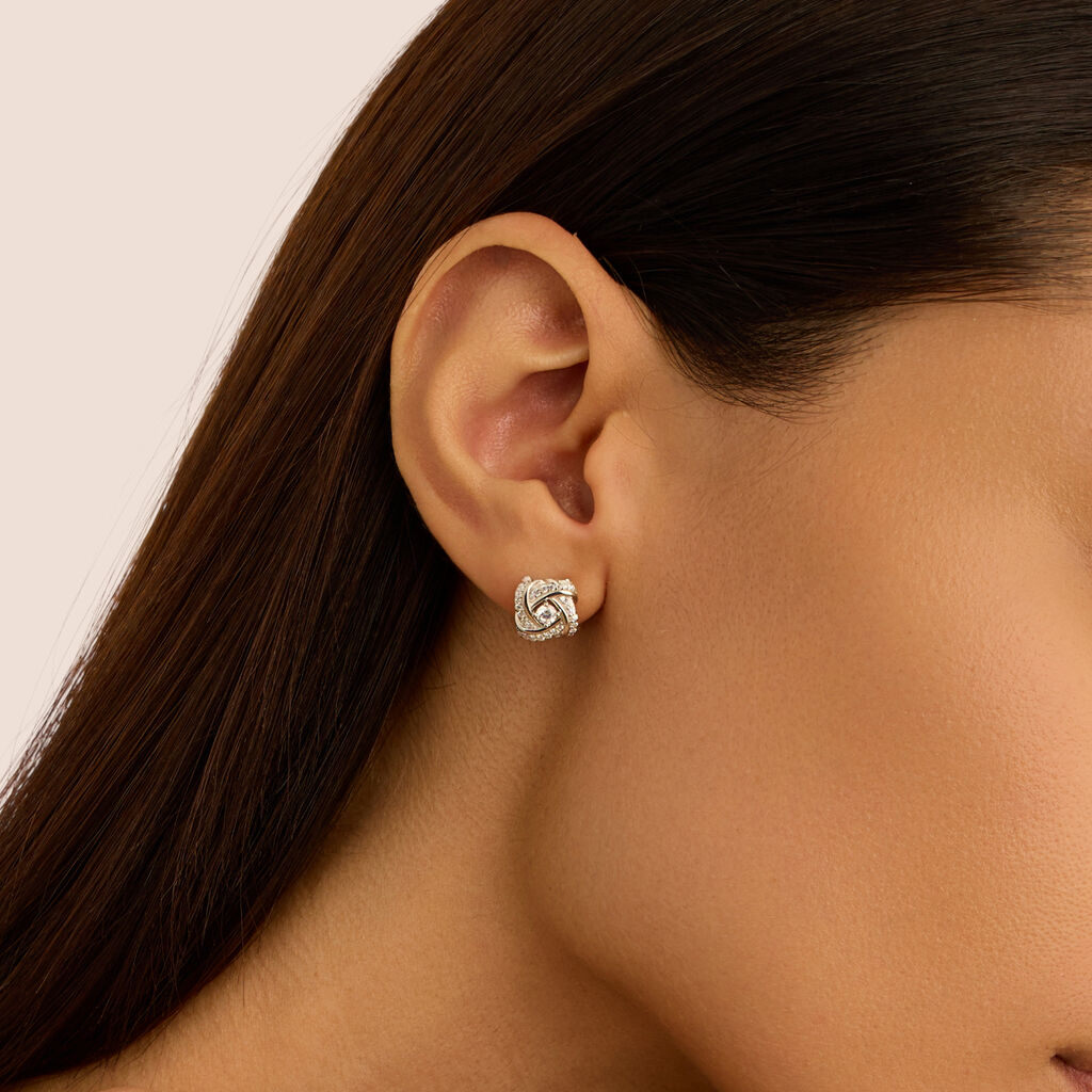 Orecchini Lobo Silver Elegance Argento Rodiato Cubic Zirconia