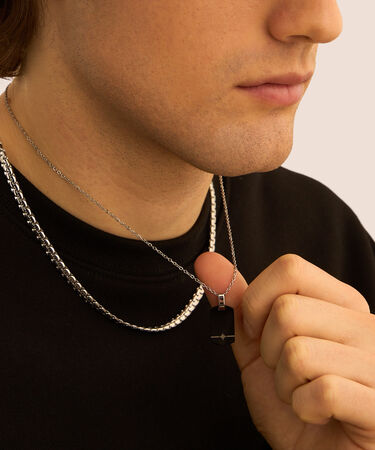 Collana Man Code Acciaio Bicolore Bianco / Nero