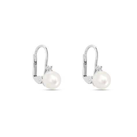 Orecchini Lobo Gabrielle Precious Oro Bianco Perla D'Acqua Dolce Diamante - Orecchini a Lobo Donna | Stroili