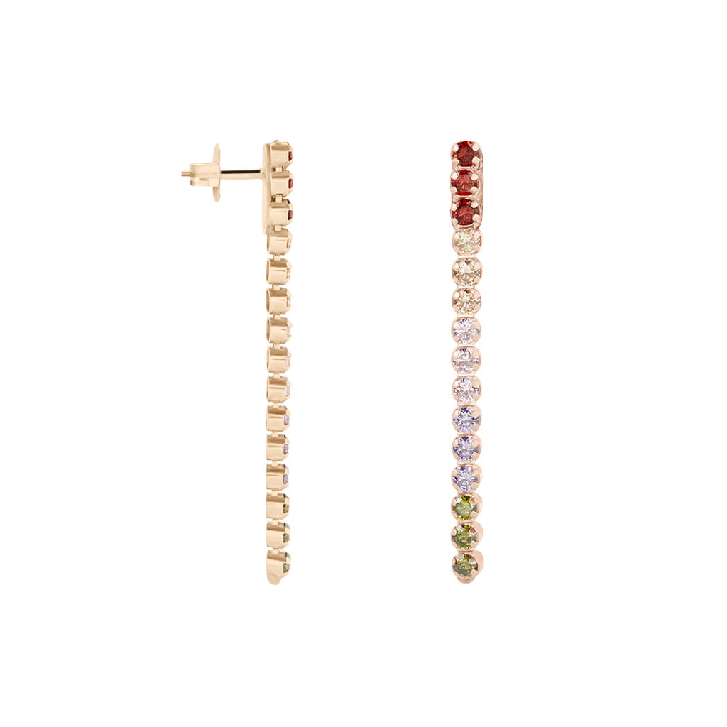 Orecchini Pendenti Tennis Silver Rainbow Argento Rosa Cubic Zirconia - Orecchini Pendenti Donna | Stroili