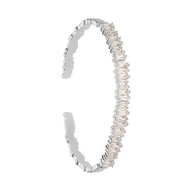 Bracciale rigido rodiato e strass