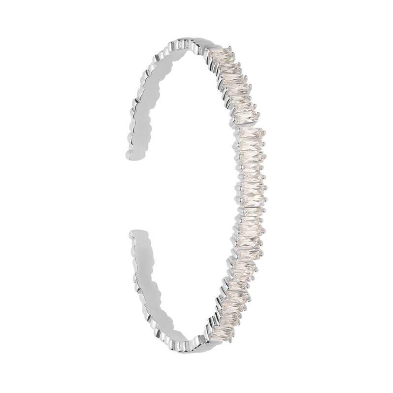 Bracciale rigido rodiato e strass - Bracciali Donna | Stroili