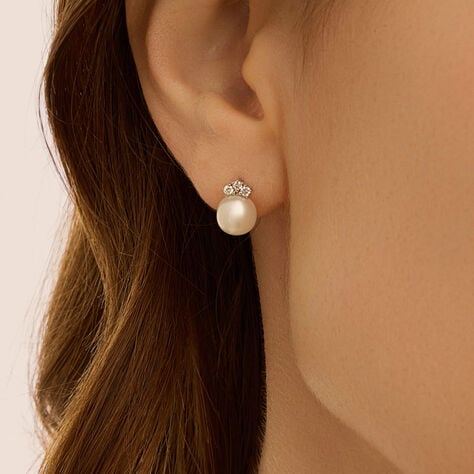 Orecchini Lobo Gold Pearls Oro Bianco Perla D'Acqua Dolce Diamante - Gioielli Donna | Stroili