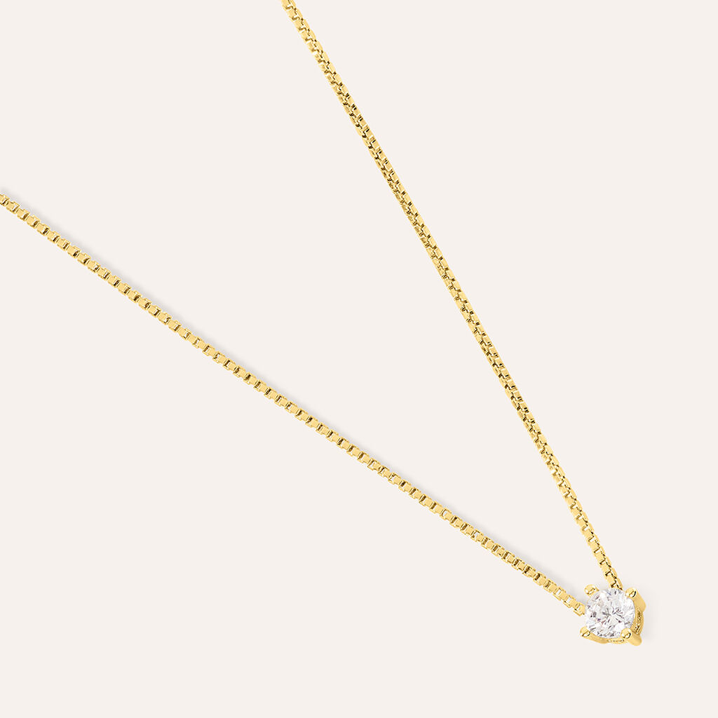 Collana Punto Luce Silver Glow Argento Dorato Cubic Zirconia