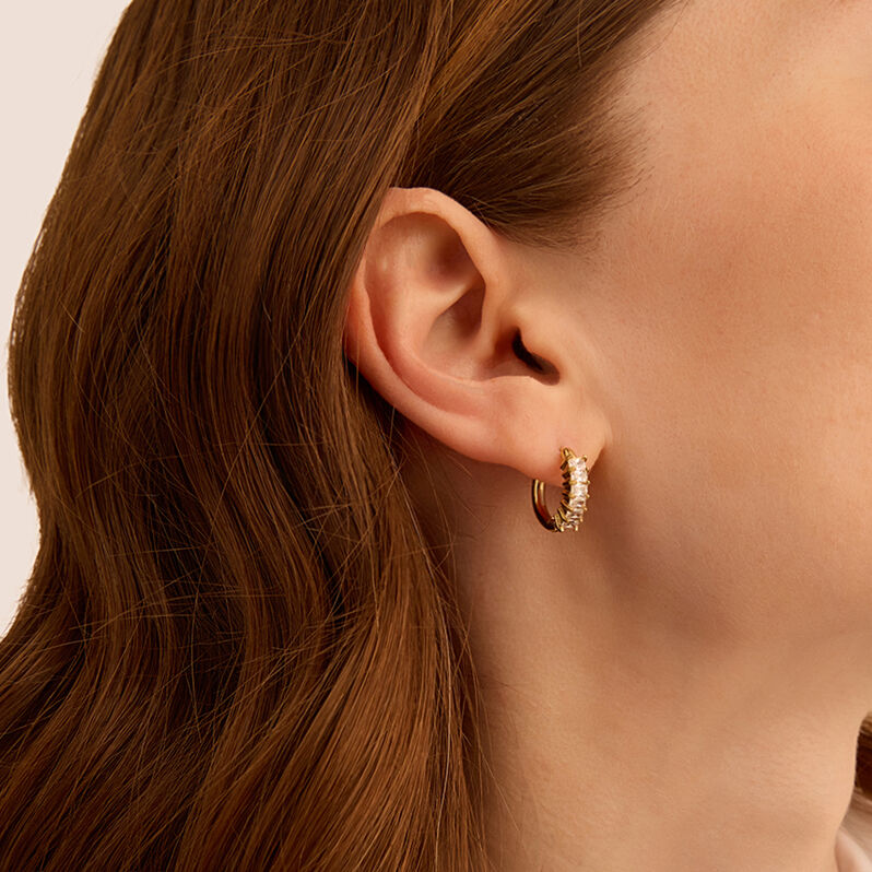 Orecchini A Cerchio Aura Acciaio Dorato Cubic Zirconia - Orecchini a Cerchio Donna | Stroili