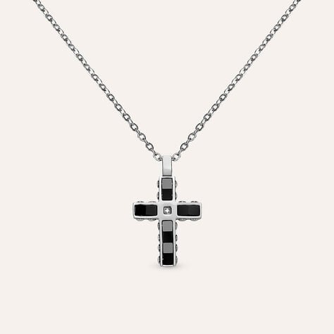 Collana Man Code Acciaio Bicolore Bianco / Nero Cubic Zirconia - Collane Uomo | Stroili