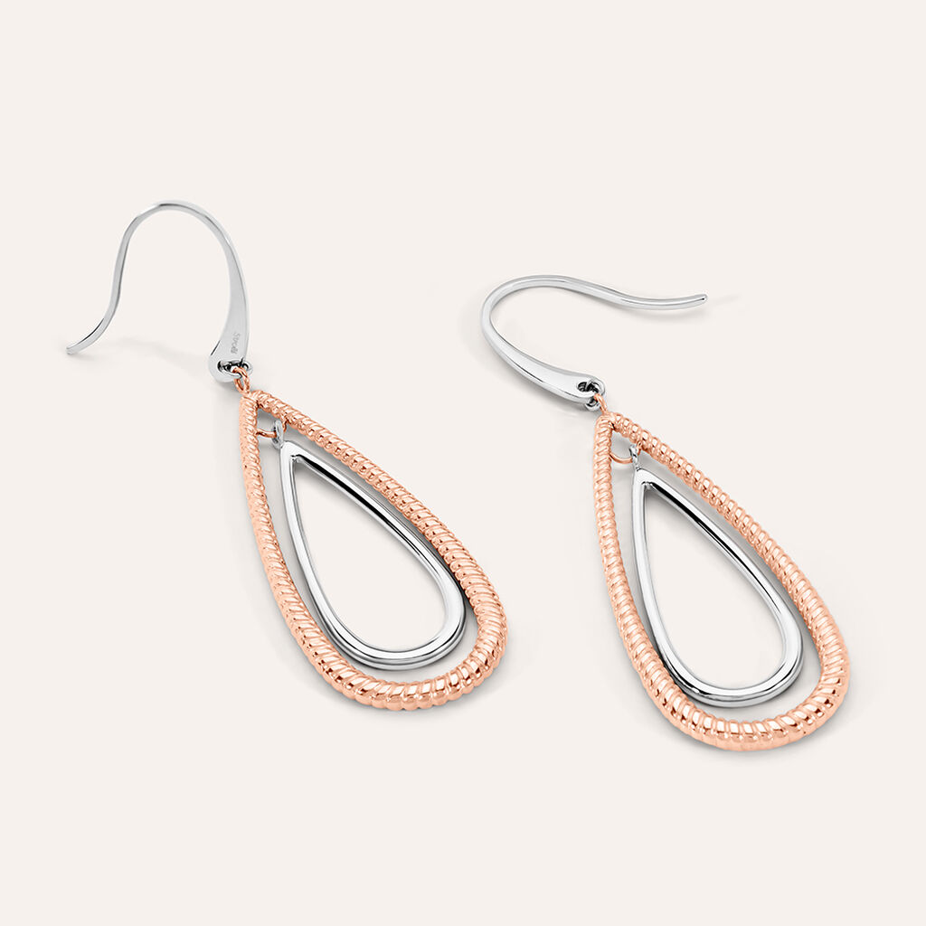Orecchini Pendenti Lady Code Acciaio Bicolore Bianco / Rosa - Orecchini Pendenti Donna | Stroili