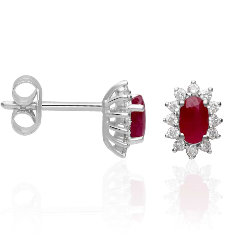 Orecchini Lobo Charlotte Oro Bianco Rubino Diamante - Orecchini a Lobo Donna | Stroili