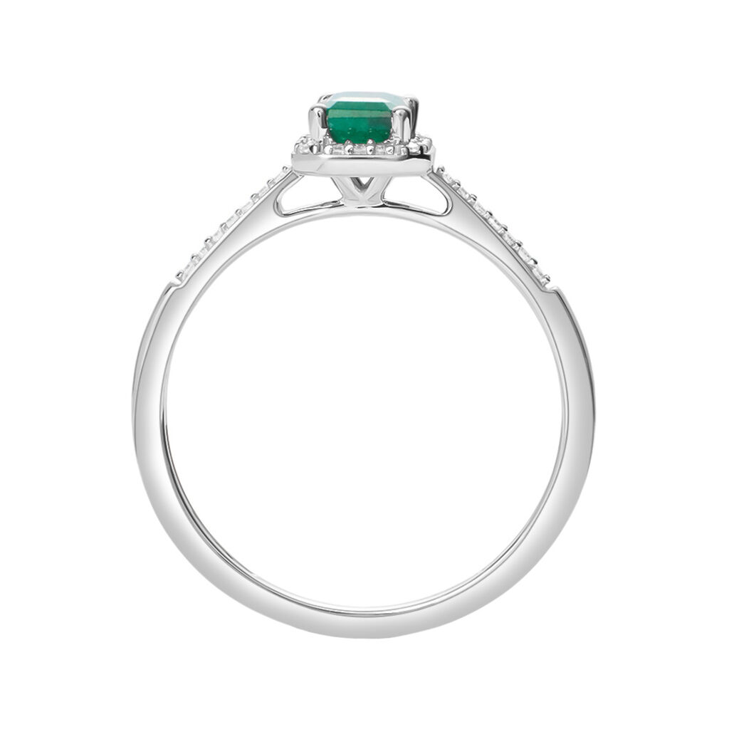 Anello Solitario Charlotte Oro Bianco Smeraldo Diamante - Anelli con Pietre Donna | Stroili