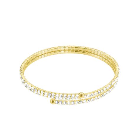 Bracciale bangle doppio in metallo dorato e cristalli - Bracciali Donna | Stroili