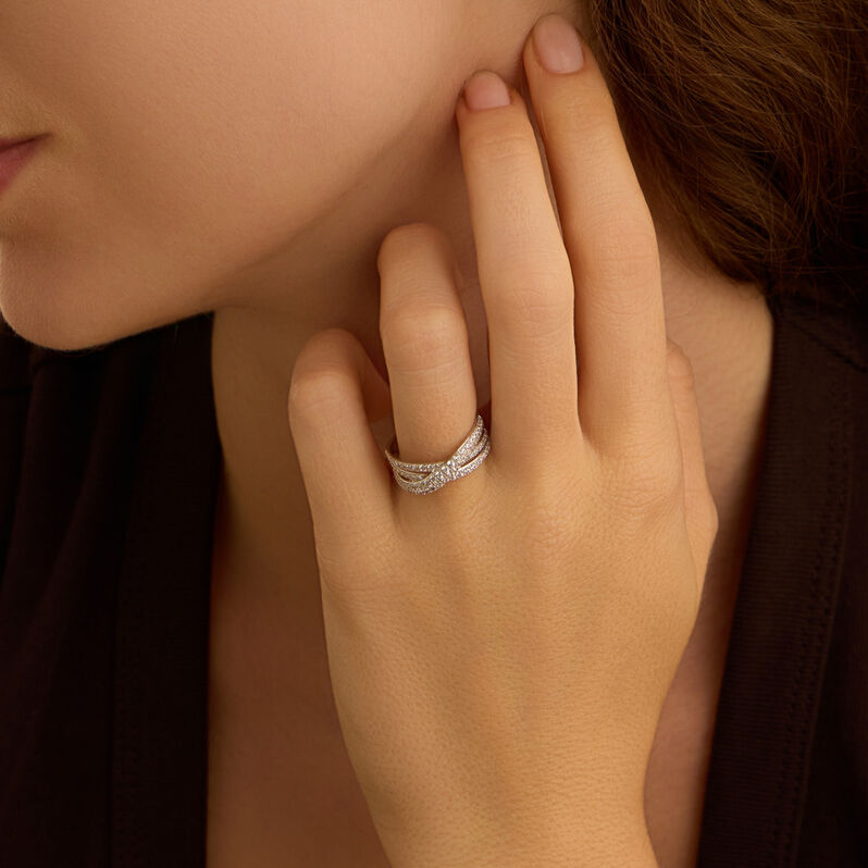 Anello Fascia Claire Oro Bianco Cubic Zirconia - Anelli a Fascia Larga Donna | Stroili
