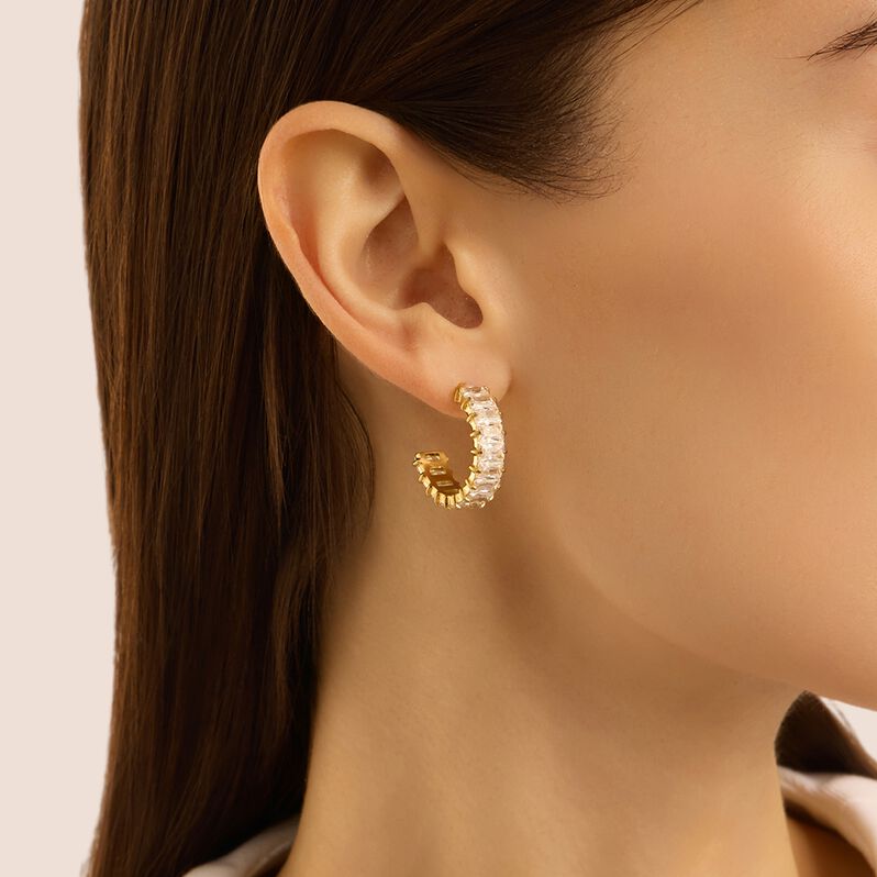 Orecchini A Cerchio Aura Acciaio Dorato Cubic Zirconia - Orecchini a Cerchio Donna | Stroili