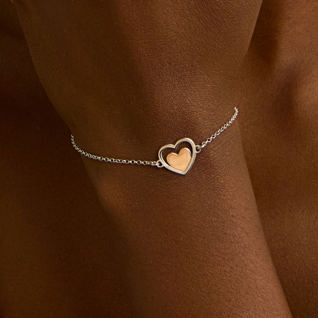 Bracciale Silver Collection Argento Bicolore Bianco / Rosa - Bracciali con Incisione Donna | Stroili