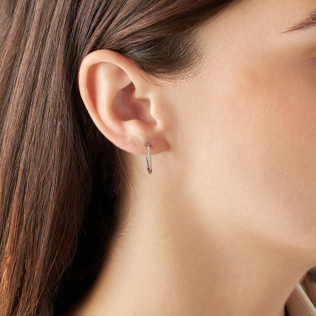 Orecchini A Cerchio Grace Oro Bianco Diamante - Orecchini a Cerchio Donna | Stroili