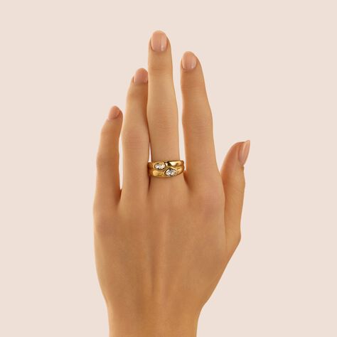 Anello Fascia Radiance Acciaio Dorato Cristallo - Anelli con Pietre Donna | Stroili