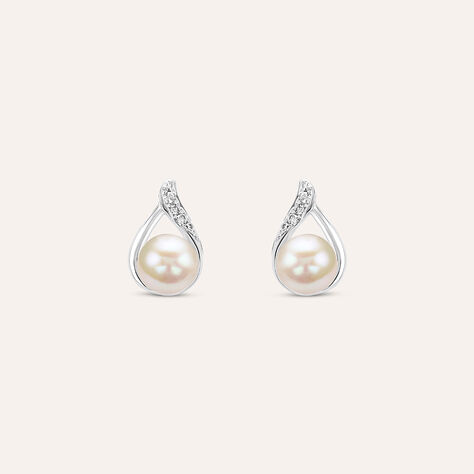 Orecchini Lobo Gold Pearls Oro Bianco Perla D'Acqua Dolce Diamante - Gioielli Donna | Stroili
