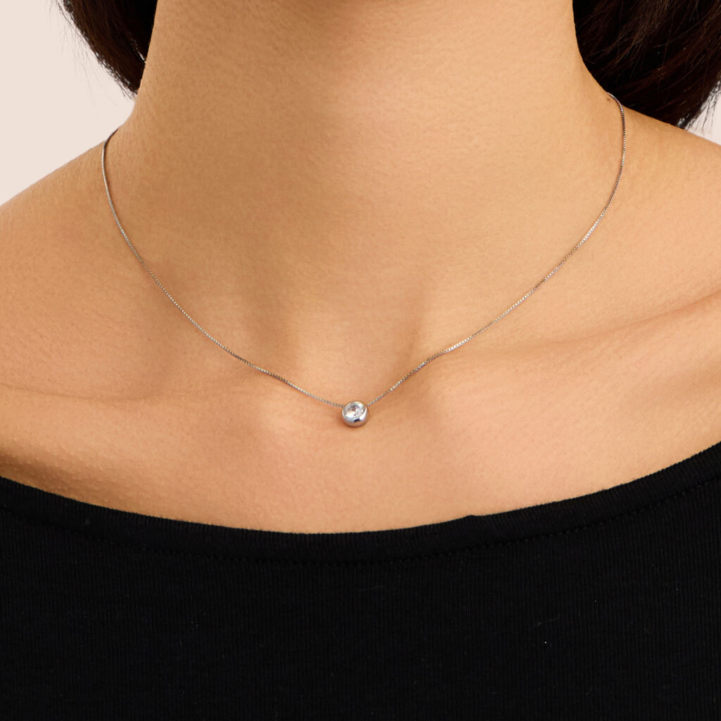 Collana Punto Luce Silver Elegance Argento Rodiato Cubic Zirconia