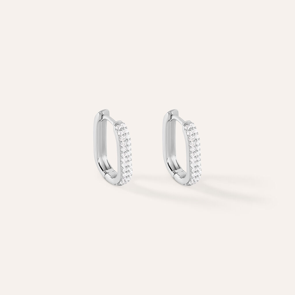 Orecchini A Cerchio In Argento Sterling 925 Rodiato Con Zirconie Cubic - Donna