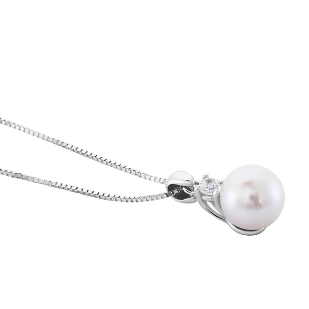 Collana Gabrielle Oro Bianco Perla D'Acqua Dolce Cubic Zirconia - Collane Donna | Stroili