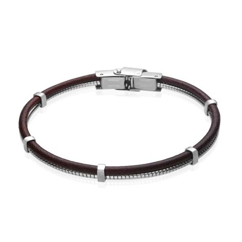 Bracciale in pelle e acciaio - Bracciali Uomo | Stroili