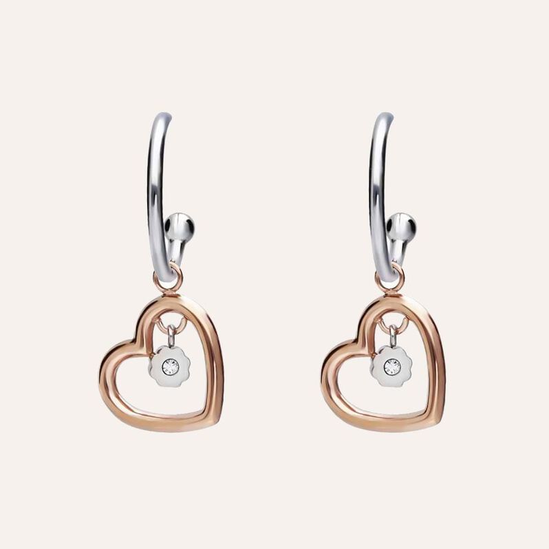 Orecchini A Cerchio Sunrise Acciaio Bicolore Bianco / Rosa Cristallo - Orecchini a Cerchio Donna | Stroili