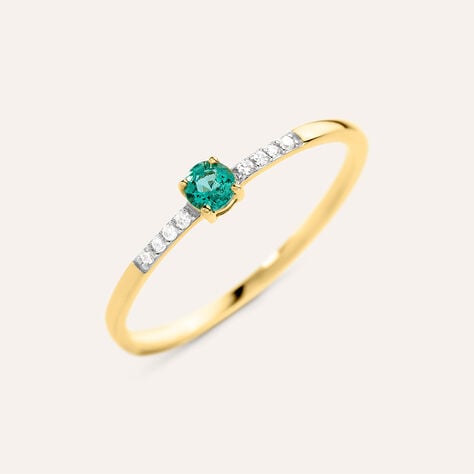 Anello Solitario Charlotte Oro Giallo Smeraldo Diamante - Anelli con Pietre Donna | Stroili
